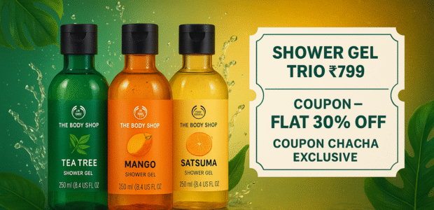 The Body Shop Shower Gel Trio ₹799 Coupon with 30% off combo offer on Coupon Chacha.